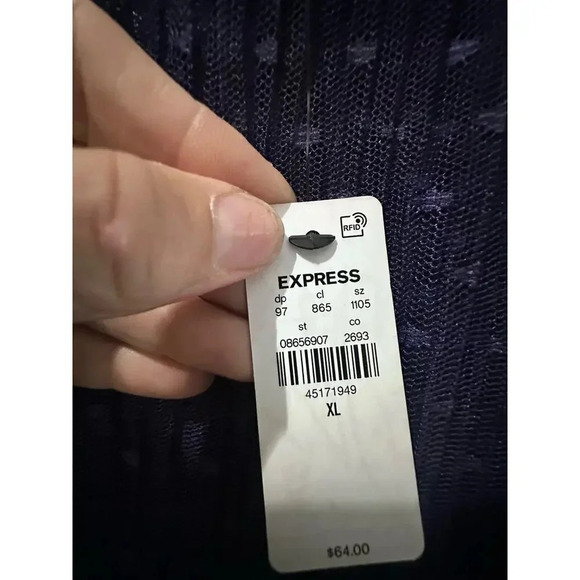 NWT Express Women's Purple High Neck Long Sleeves Blouse Top Size Extra Large - Picture 4 of 8